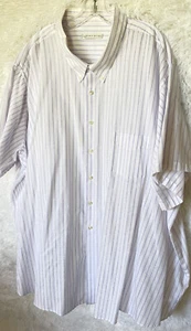 Geoffrey Beene Men's 22 Short Sleeve Shirt White Purple Striped - Picture 1 of 9