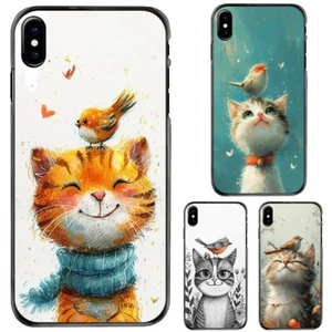 For Google Pixel 6 6A 7 7A 8 Pro happy cat bird on head Aesthetic Cover - Picture 1 of 25