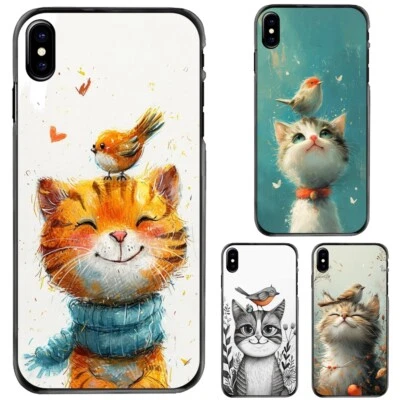 For Google Pixel 6 6A 7 7A 8 Pro happy cat bird on head Aesthetic Cover - Image 1 of 4