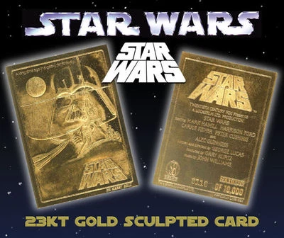 Póster de película original de Star Wars tarjeta genuina de oro 23K $10,95 con licencia oficial Foto 1 de 3