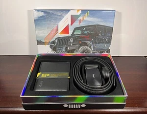 JEEP Brand Genuine Men’s RFID Wallet + Belt Combo Set Completed with Gift Box - Picture 1 of 12