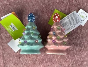 2 Hobby Lobby 5” Ceramic Tree Easter Egg Light Up Pink and Blue Set 2025 NEW - Picture 1 of 2