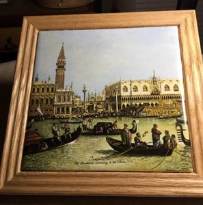 Canaletto Framed Tile Trivet Made in Ireland The Bucintoro returning to the Moto - Picture 1 of 4