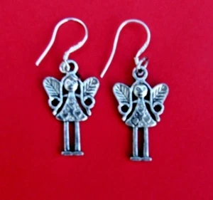Folk Fairy Silver Earrings with sterling silver hooks. GREAT STOCKING FILLER - Picture 1 of 1