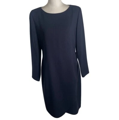 Ellen Tracy Linda Allard Sheath Dress Womens Sz 10 Navy Blue Round Neck Back Zip - Image 1 of 4