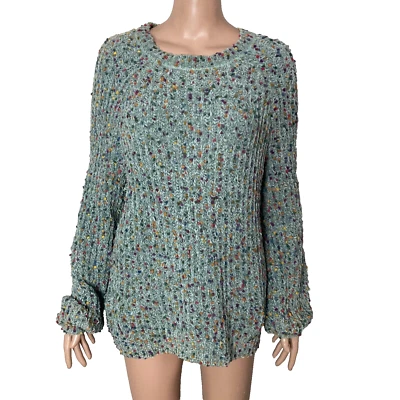 Свитер женский Leo & Nicole средний шениль попкорн зеленый разноцветный пуловер - Изображение 1 из 4