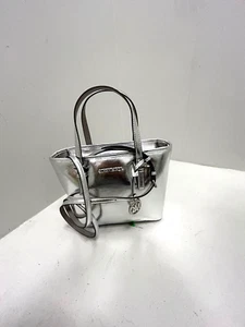 MichaelKors XS Carryall Tote Satchel Shoulder Crossbody Bag Handbag Purs Silver - Picture 1 of 9
