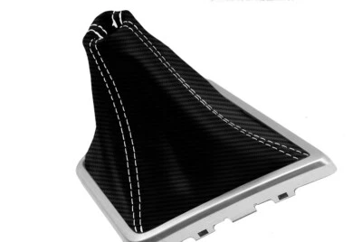 Bota de cambio manual fibra de carbono Dodge Challenger STR8 2008-2014 puntada blanca Foto 1 de 4