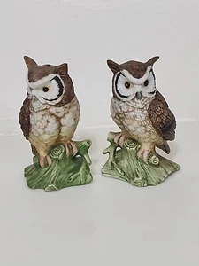 Lefton China Porcelain Hand Painted Owl Figurines #01000 Japan Vintage Set Of 2 - Picture 1 of 6