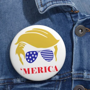TRUMP Merica Sonnenbrille Haar Präsident Donald J Trump Amerika individuelle Pin Buttons - Bild 1 von 9