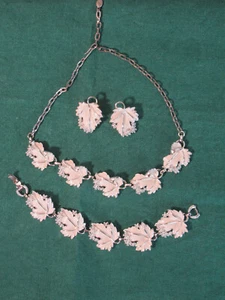 1960er Sarah Coventry flüsternde Blätter Vollparure Halskette Armband Ohrringe - Bild 1 von 6
