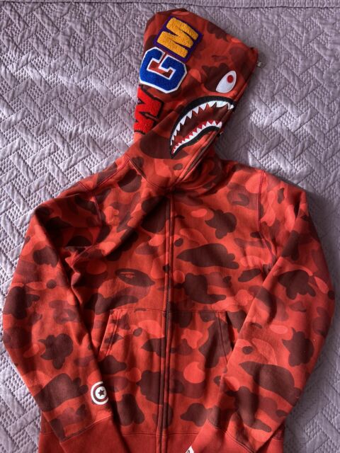 Bape Color Camo Shark Full Zip Hoodie (SS22) Red