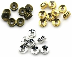 15 Donut Spacer Beads Antique Gold Silver Bronze Open Findings Tribal 7mm Mix - Picture 1 of 1