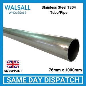 76MM - 3" STAINLESS STEEL T304 TUBE PIPE 1 METRE EXHAUST REPAIR - Picture 1 of 1