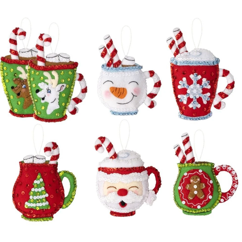 Bucilla Felt Ornaments Applique Kit Set Of 6 Cozy Christmas 89639E