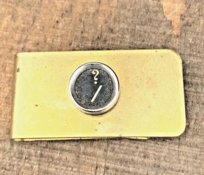 Question mark typewriter money clip 2 x 1" brass setting - Image 1 of 2