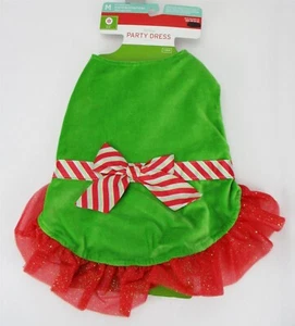 Vestido de fiesta para perros mascotas pequeño (5-15 libras) disfraz de Navidad verde/rojo objetivo - Imagen 1 de 3