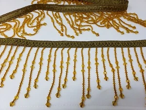 3 Y SELTEN ATEMBERAUBEND 6 7/8" LANGER WASSERFALL ANTIK GOLD PERLEN FRANSEN SCHÖNER KOPF - Bild 1 von 12