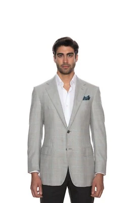 $2099 Chaqueta Blazer D'AVENZA Gris Ventana Lana Cosida a Mano en Italia 38 EE. UU. 48 UE Foto 1 de 4
