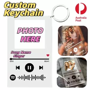 Personalized Photo Keychain Custom Picture Key Chain DIY Valentine's Day Gift AU - Picture 1 of 7