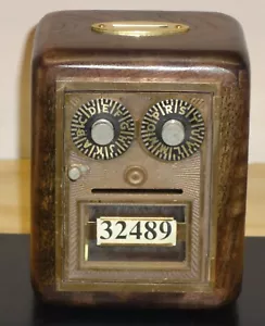 Antique U S Post Office Box Door Bank-Dual Dial "Button/Bullseye"-Walnut - Picture 1 of 5