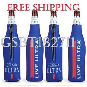 4 Authentic Live Michelob Ultra Bottle Beer Koozie Coozie Coolie Cooler Golf Can