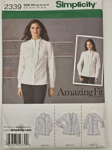 Simplicity Pattern 2339 Misses' Shirt 3 Styles with various cup sizes sizes 6-14 - Bild 1 von 2
