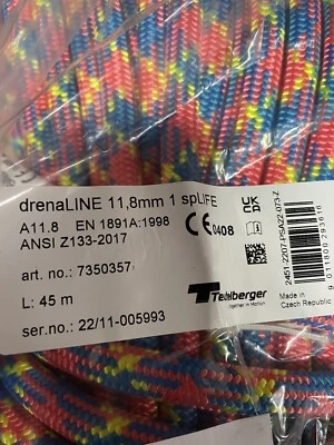 Teufelberger adrenaline 7/16 150ft Kermantle 32 strand 1 Spliced Eye