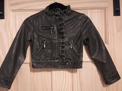 Кукольный домик девочек размер 4 искусственной кожи искусственно состаренный куртка коричневый карманы Snap оборки - Изображение 1 из 4