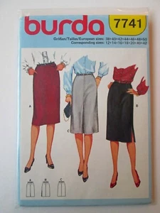 NEW Vintage BURDA Sewing Pattern Skirt Pencil Straight Slit Modest Knee 80s 7741 - Picture 1 of 2