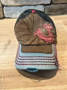 True Religion Vintage Genuine Leather Distressed Hat Cap Baseball Fashion Rare - Picture 1 of 6