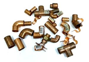 Copper Pipe Fitting and Strap Lot 1/2" and 3/4" Plumbing Parts 1lb 11oz - Picture 1 of 6