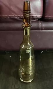 Vintage Tall & Slender Gilt Overlay Amber Glass Decanter - Picture 1 of 9