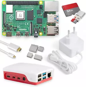 Raspberry Pi 4 4GB Starter-Kit | USB-C Netzteil 15W | Gehäuse | 64GB SD Karte | - Bild 1 von 12