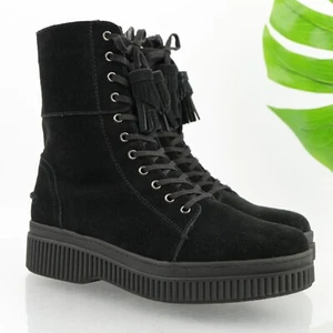 Franco Sarto Women's Becks Boots Size 10 Lace Up Combat Platform Black Suede - Picture 1 of 15