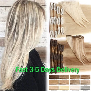 ANGEBOT Echt Remy Clip In 100 % Echthaar Extensions voller Kopf blond/ombre Schuss USA - Bild 1 von 53