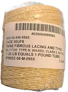 Cordoncino cerato per legare spago fibroso MIL-T-713E, tipo N, classe 2, 13 oz - Foto 1 di 3