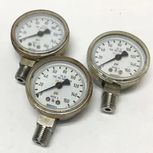 Lot of 3 Wika Pressure Gauges, 0-160psi, 2" Face, 316 Stainless Steel, 1/4" NPT - Picture 1 of 4