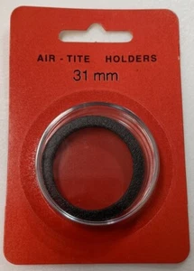 GENUINE 31mm BLACK RING AIR-TITE CAPSULE (HOLDER) FOR COIN, AIRTITE - NEW RETAIL - Picture 1 of 2