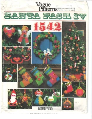 Vogue Patterns 1542 Santa Pack IV Christmas Accessories sewing pattern uncut - Image 1 of 3
