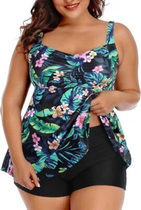 Plus Size Tankini Women 2 Pieces Swimsuits with Shorts Flowy Size 22W - Picture 1 of 4
