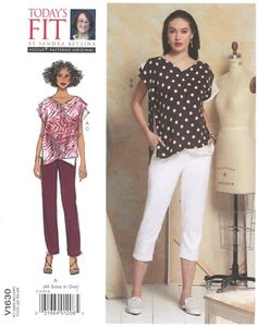 Vogue V1630 SANDRA BETZINA Pullover Oberteil mit Unterlage, Caprihose OSZ UC Muster - Bild 1 von 5