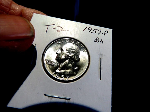 Brilliant Uncirculated 1957 Washington Quarter Type "B" Reverse Proof Die used Cover