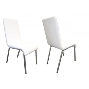 Contemporary Faux Leather Dining Chair Set of 4 with Chrome Legs, White - Picture 1 of 6