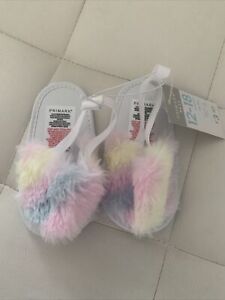 BNWT Baby Faux Fur Sliders in Baby Pastel Colours PRIMARK  Size 12-18 Month 86CM