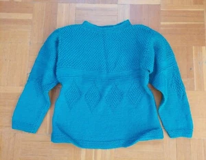 Handarbeit * Pullover in Petrol, Gr. 128, gestrickt, 100 % Polyacryl - Bild 1 von 1