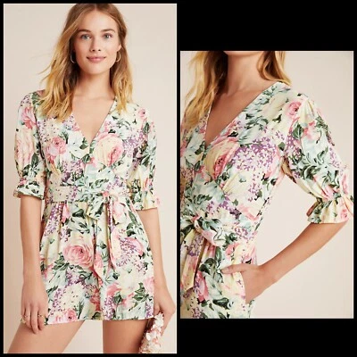 Pantalones Cortos Anthropologie Faithfull Talla XL Ana Mameluco Estampado Floral Una Pieza Cinturón Foto 1 de 4