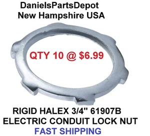 x10 Rigid Metal Electrical Fittings Conduit Locknut 3/4" Halex 61907B STEEL ZINC - Picture 1 of 8