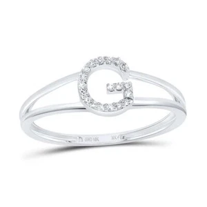 10k or Blanc Véritable Diamant Femmes Bloc Lettre G Initiale Anneau Fendu 1/20 - Picture 1 of 1