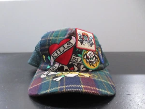 Ed Hardy Hat Cap Snap Back Green Red Heart Skull Baseball Trucker Mesh Mens Y2K - Picture 1 of 8